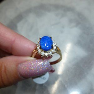 18k Yellow gold EP Lapis Lazuli Swarovski Crystals Designer Dolphin Ore